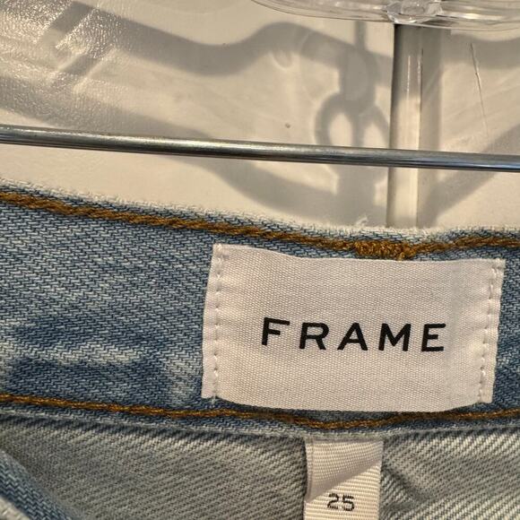 FRAME Le Jane Raw Hem High Waist Crop Wide Leg Jeans Temecula Rips Size 25 NWT - Picture 9 of 11